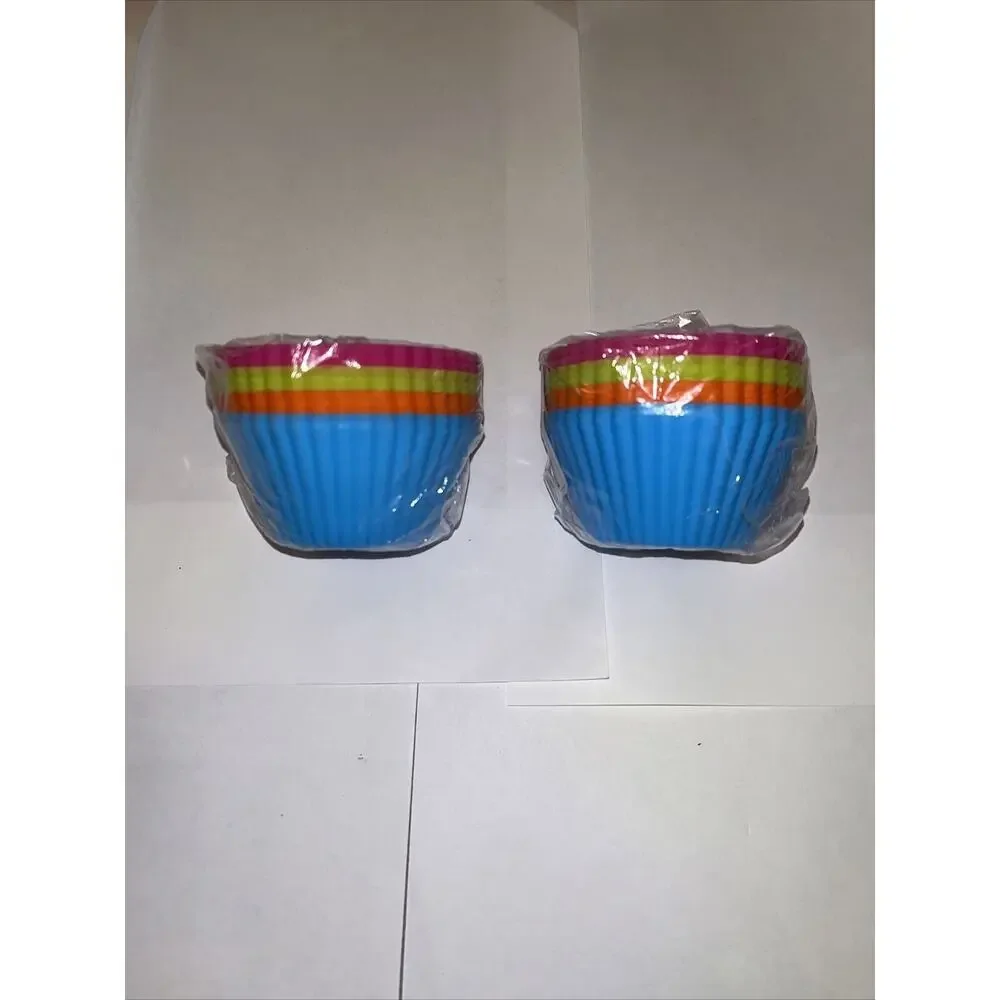 Set of 24 Silicone Baking Cups Cupcake Liners Muffins Cake Molds Bright Colors